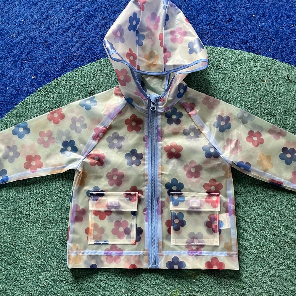 wonder nation Light Blue Clear Floral Hooded Raincoat